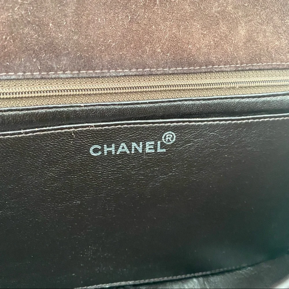 Chanel Vintage Classic Single Flap Bag Quilted Suede Medium Brown - Picture 16 of 17